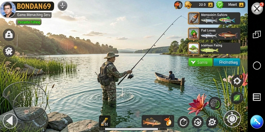 Gameplay seru memancing ikan di BONDAN69 dengan lokasi yang beragam.