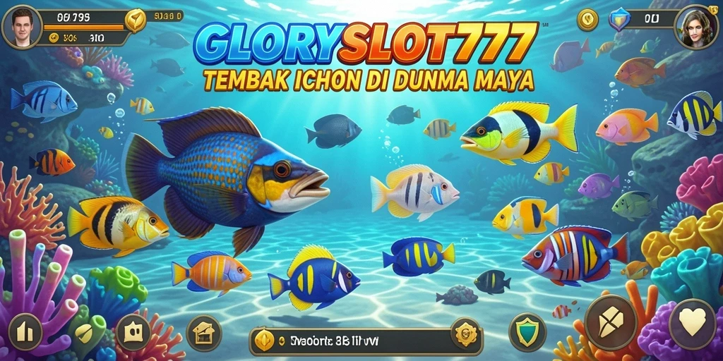 Screenshot gameplay GLORYSLOT777 menampilkan aksi menembak ikan yang seru.