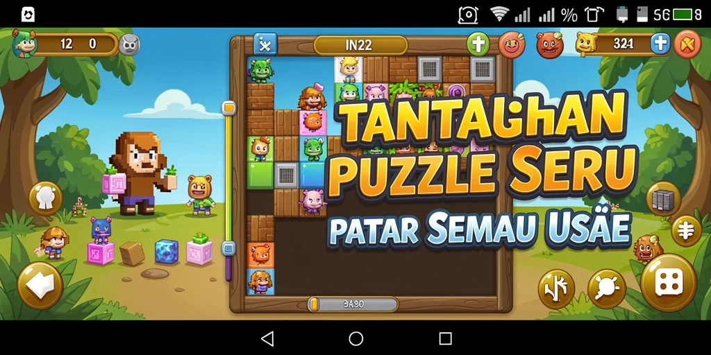 Tampilan menawan dari gameplay puzzle IN22 yang menantang.
