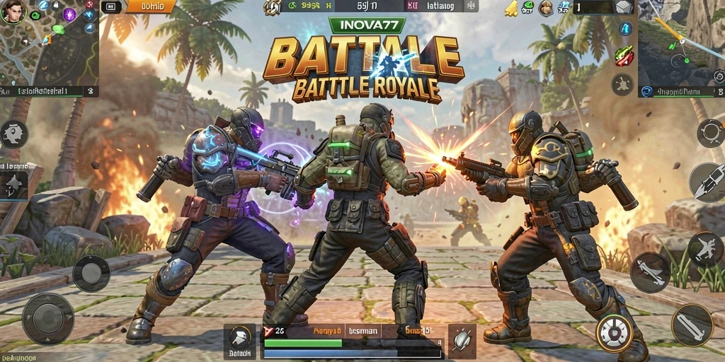 Gameplay seru di medan pertempuran INOVA77 dengan aksi intens.