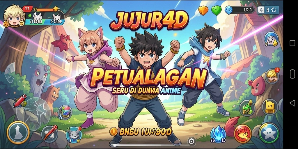 Tampilan gameplay <strong>JUJUR4D</strong> yang penuh aksi dan karakter anime menarik.
