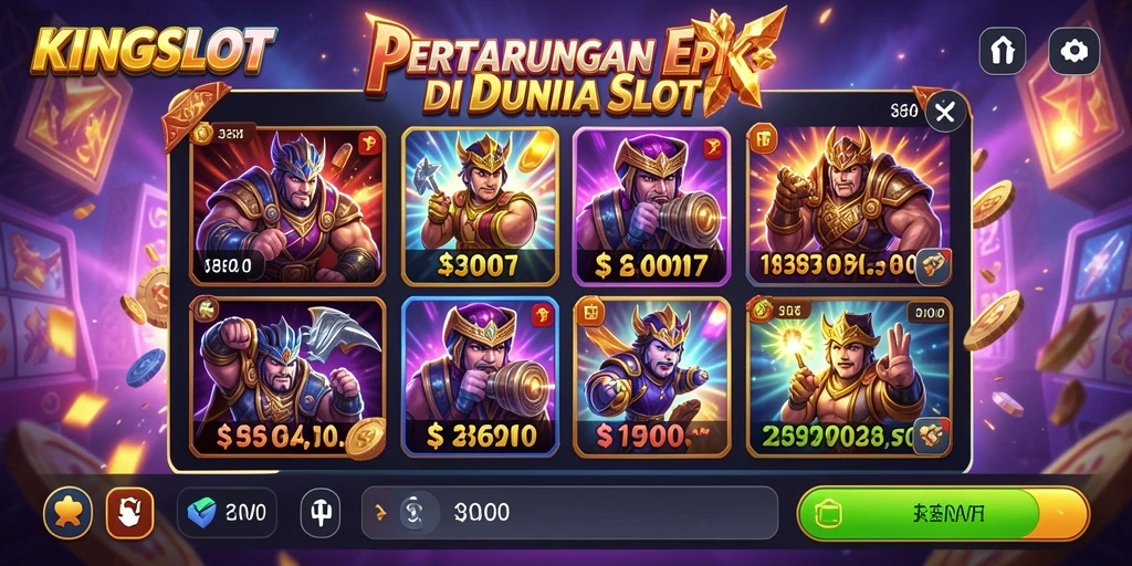 Tangkapan layar KINGSLOT menunjukkan aksi pertarungan seru dalam mode slot.