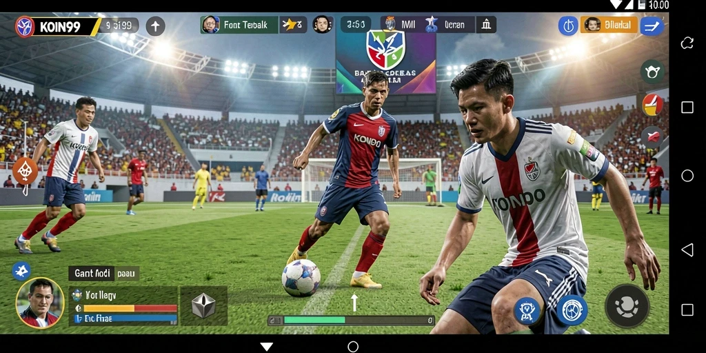 Tampilan gameplay KOIN99 yang menegangkan saat mencetak gol.