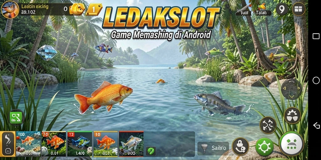 Screenshot LEDAKSLOT menampilkan aksi memancing yang seru dan menyenangkan.
