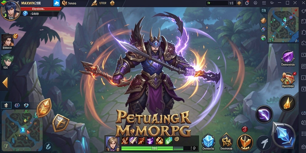 Tampilan gameplay epik dan pertarungan seru dalam dunia MMORPG.