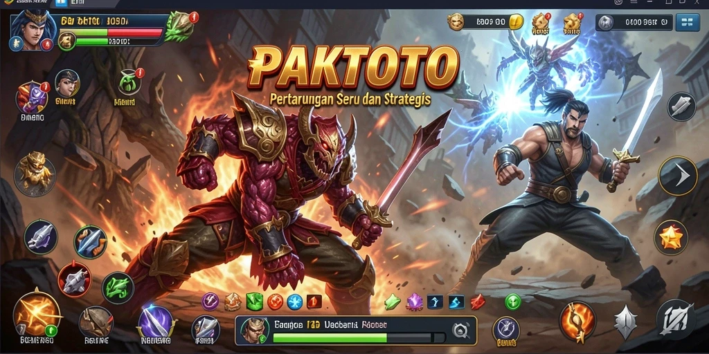 Tangkapan layar aksi gameplay PAKTOTO dengan pertarungan seru.