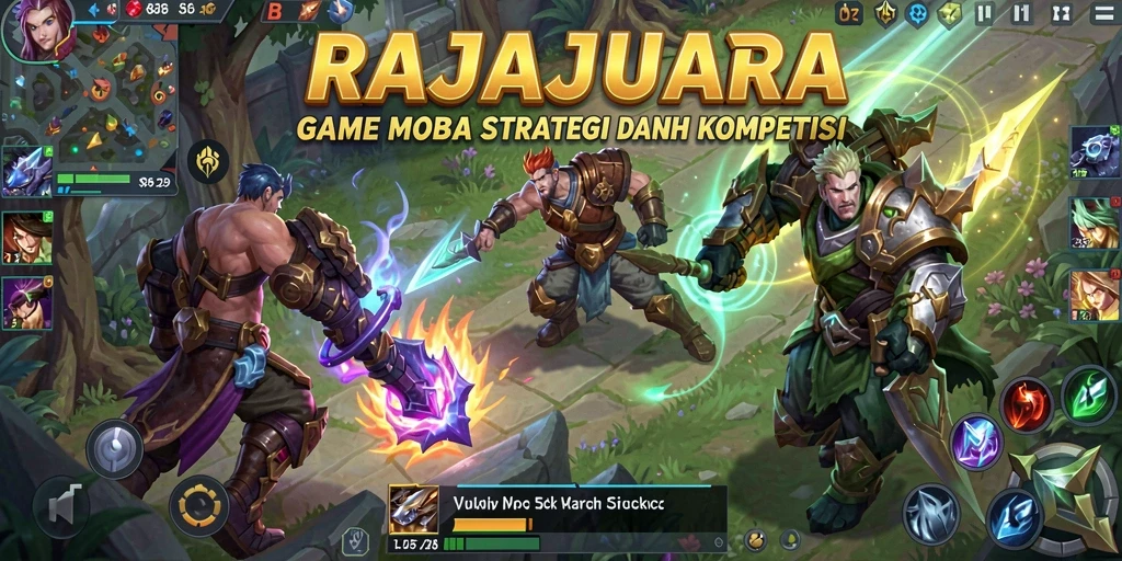Tampilan gameplay menarik dari RAJAJUARA dalam pertarungan MOBA.