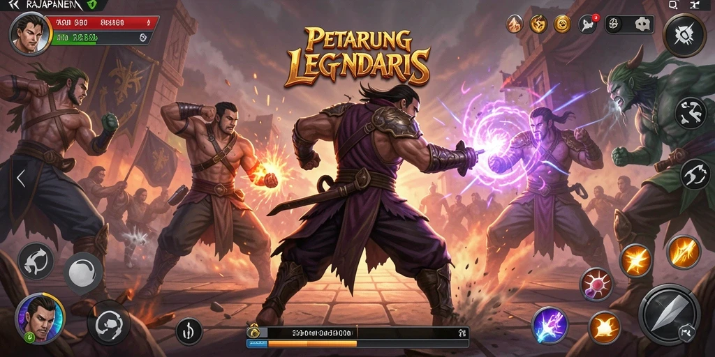 Screenshot menarik dari gameplay pertarungan di RAJAPANEN.