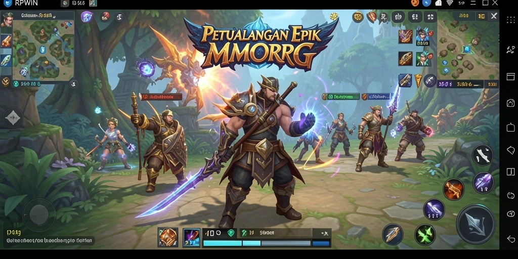 Screenshot gameplay RPWIN menampilkan pertarungan seru di dunia MMORPG.