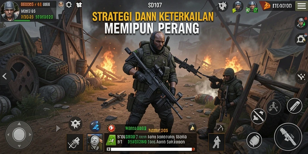 Tangkapan layar utama SD107 menampilkan pertempuran seru dalam permainan SLG.