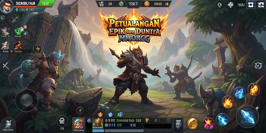 Gameplay seru dalam SERIBU168 menunjukkan aksi pertarungan antara pemain dan monster.