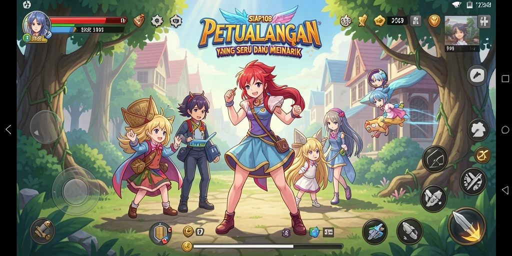Tampilan gameplay seru dari SIAP108 dengan karakter anime yang dinamis.
