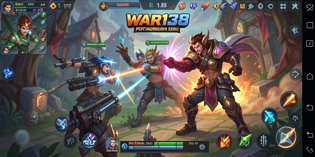 Tangkapan layar menampilkan aksi intens dalam gameplay MOBA.